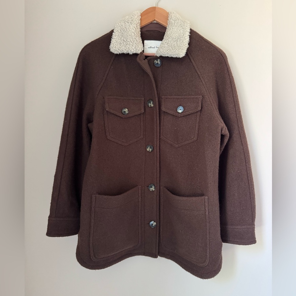 Aritzia Wilfred Pacific Shirt Jacket in Brown